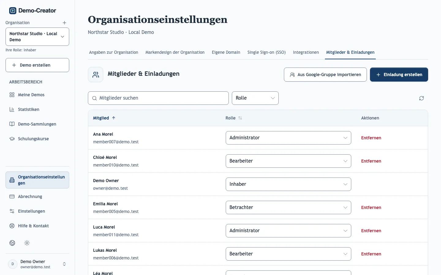 Der Tab Mitglieder &amp; Einladungen