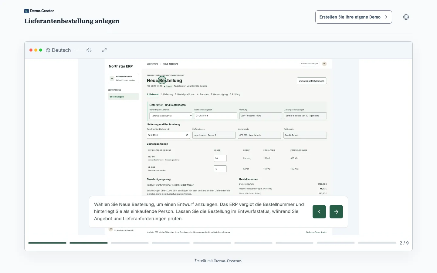 Der Demo-Player mit Hotspot und Infobox