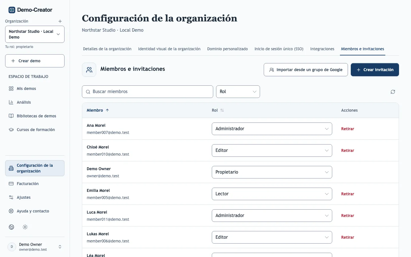 La pestaña Miembros e invitaciones