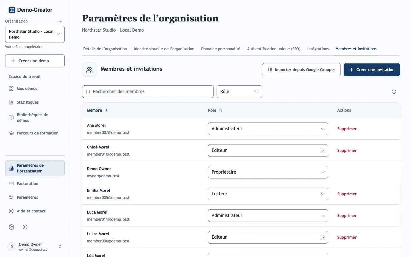 L’onglet Membres et invitations